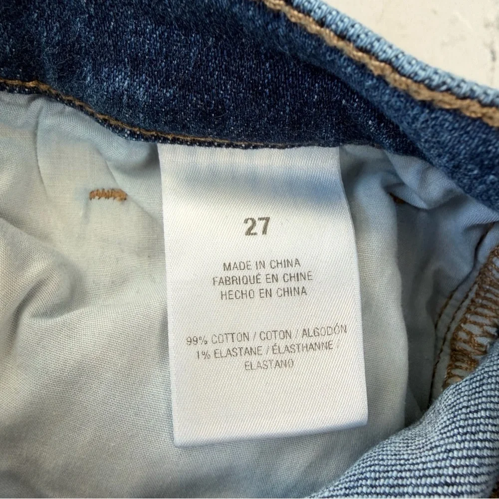 ✅ Favorite Daughter The Erin High Rise slim straight jeans Blue distressed  27
